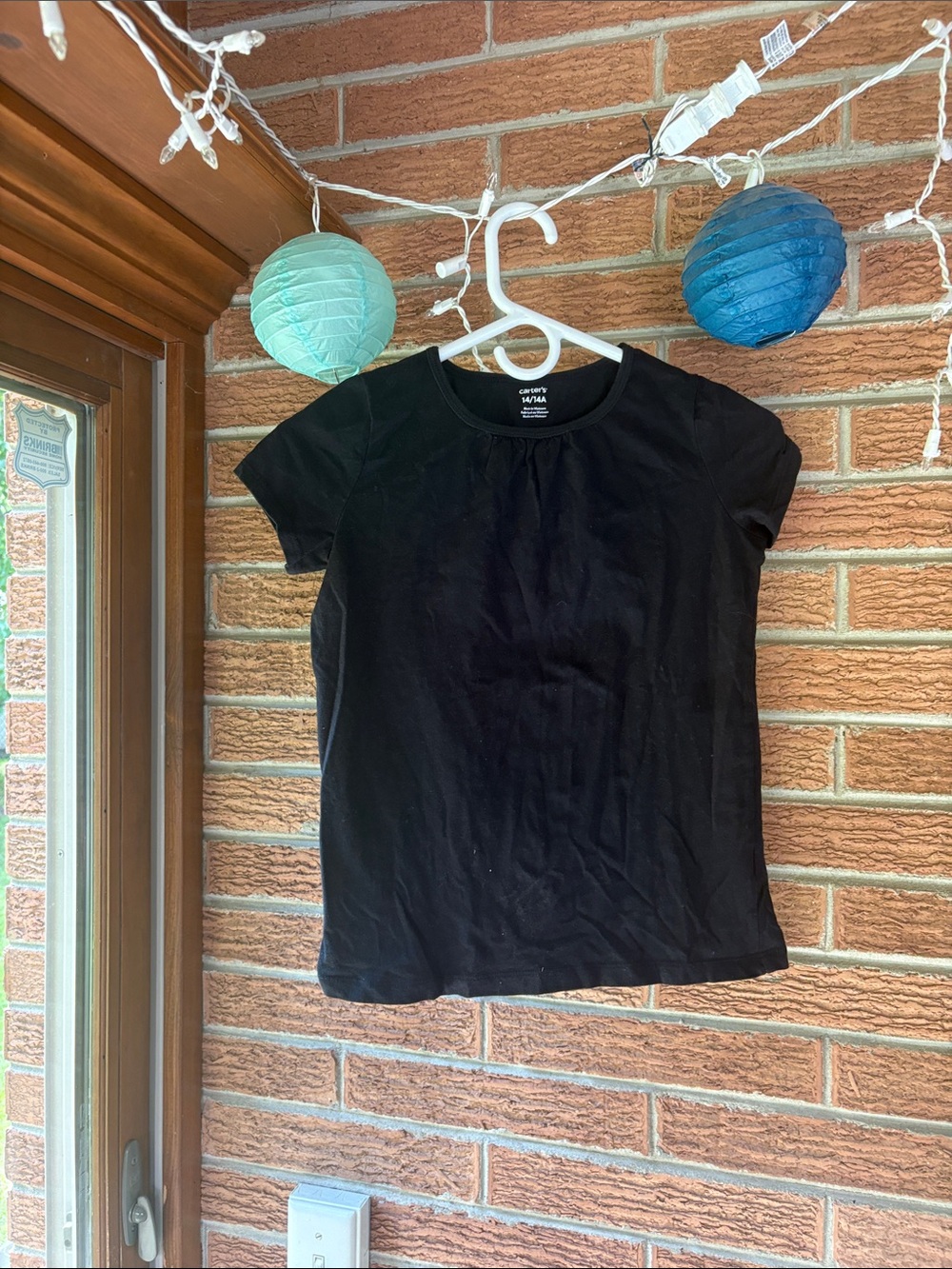 Carters size 14 solid black short sleeve shirt 100% cotton